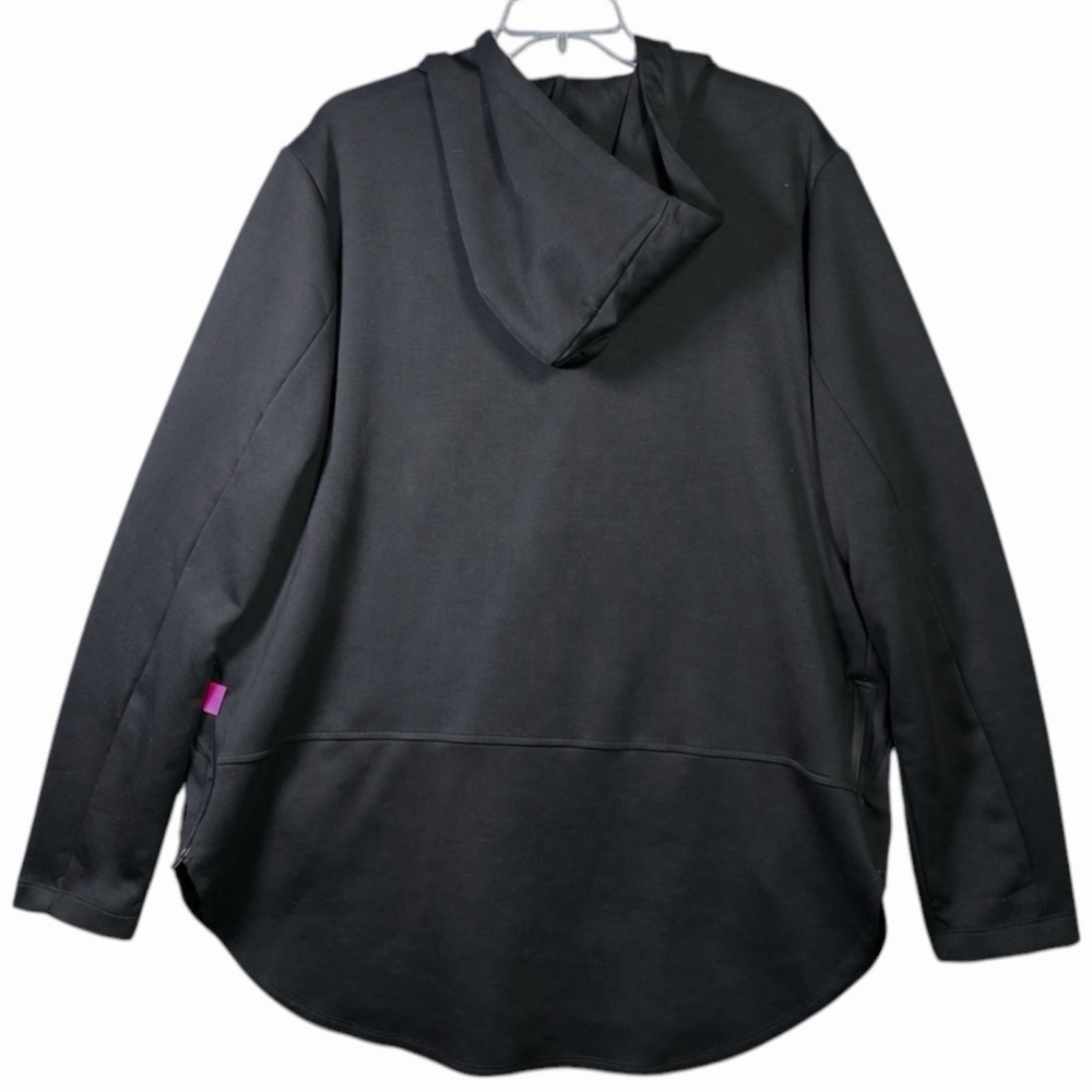 Ruti Black Loose Fit Longline Scuba Jacket Womens L XL Hooded Zip - Picture 3 of 11